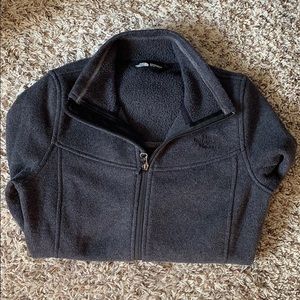 EUC North face full zip, charcoal grey fitted